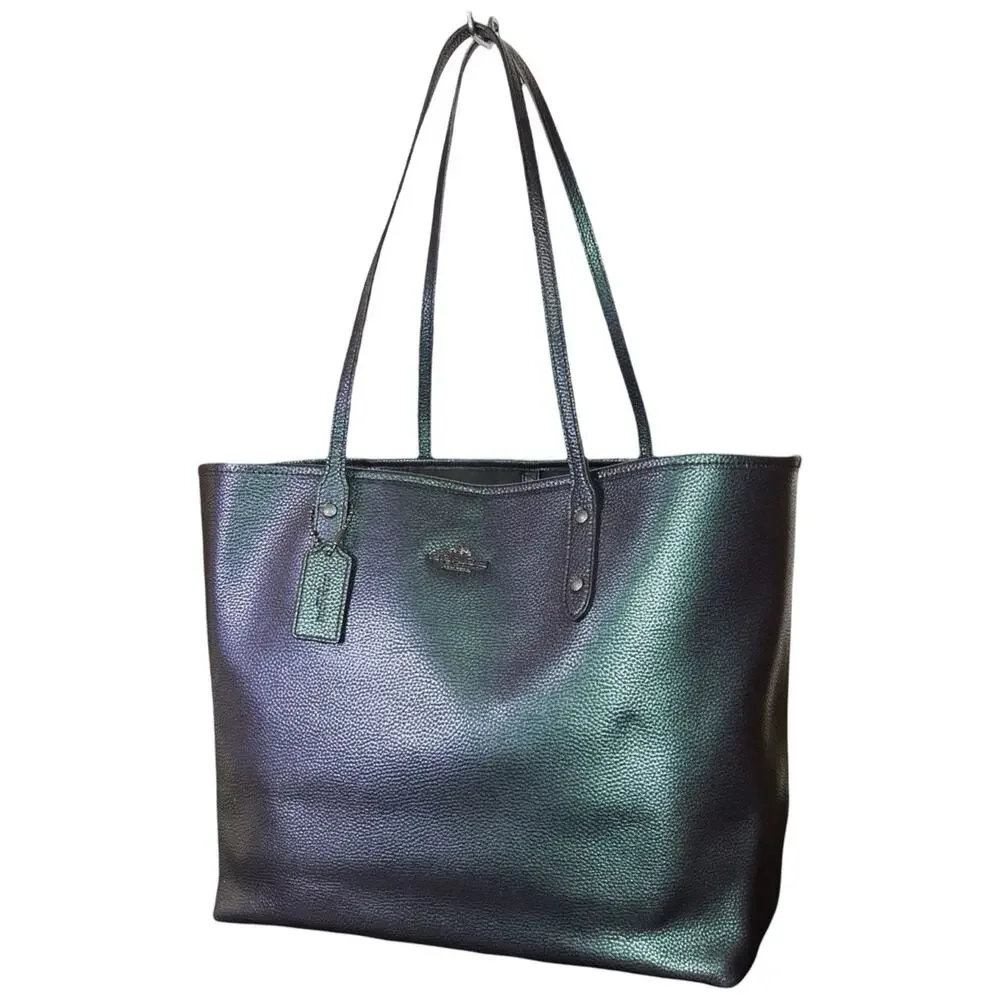 Coach Hologram Leather Open City Tote & Wallet Color Shifting Oil Slick F22550 - Picture 4 of 16